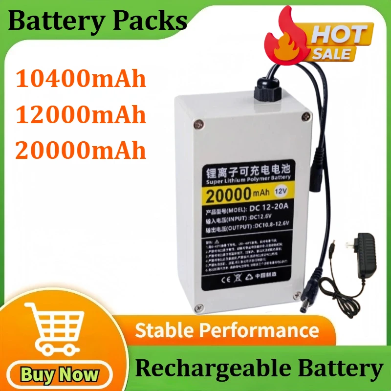 

12V Large Capacity Polymer Rechargeable Battery Pack with Shell Switch 5V Usb LED Light Box Lithium Digital Monitoring Battery