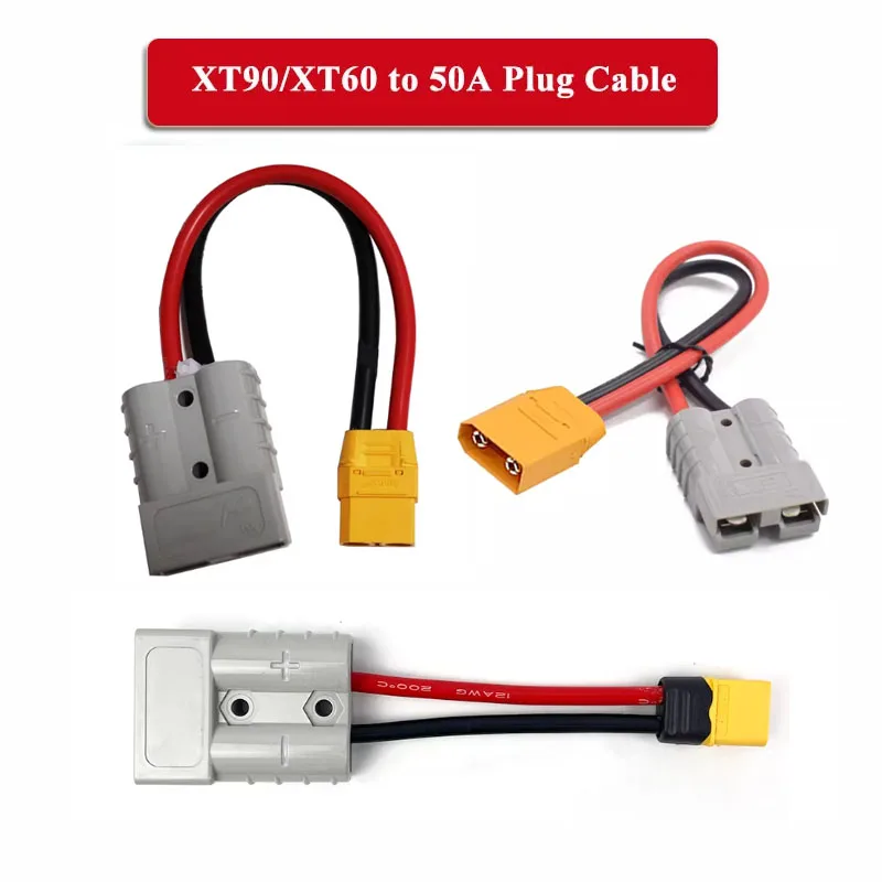 XT90 XT60 to 50A Gray Connecrtor Cable XT60 Male Female Plug Charging Cord High Current Electric Vehicle Discharging Socket Wire