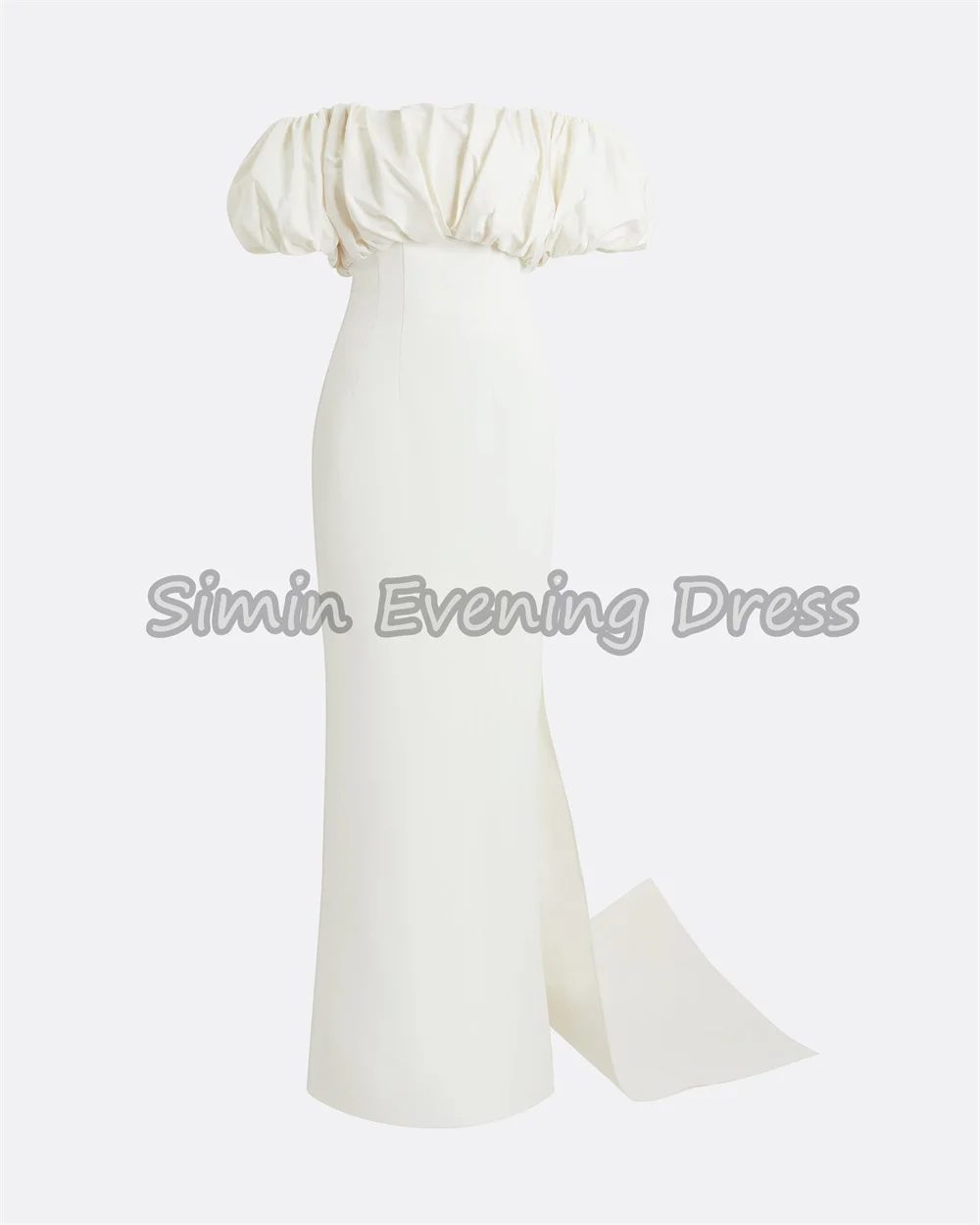 Simin كريب حورية البحر قبالة الكتف العنق كشكش فساتين السهرة السعودية للنساء 2025 مع طول الأرض فستان حفلة أنيقة