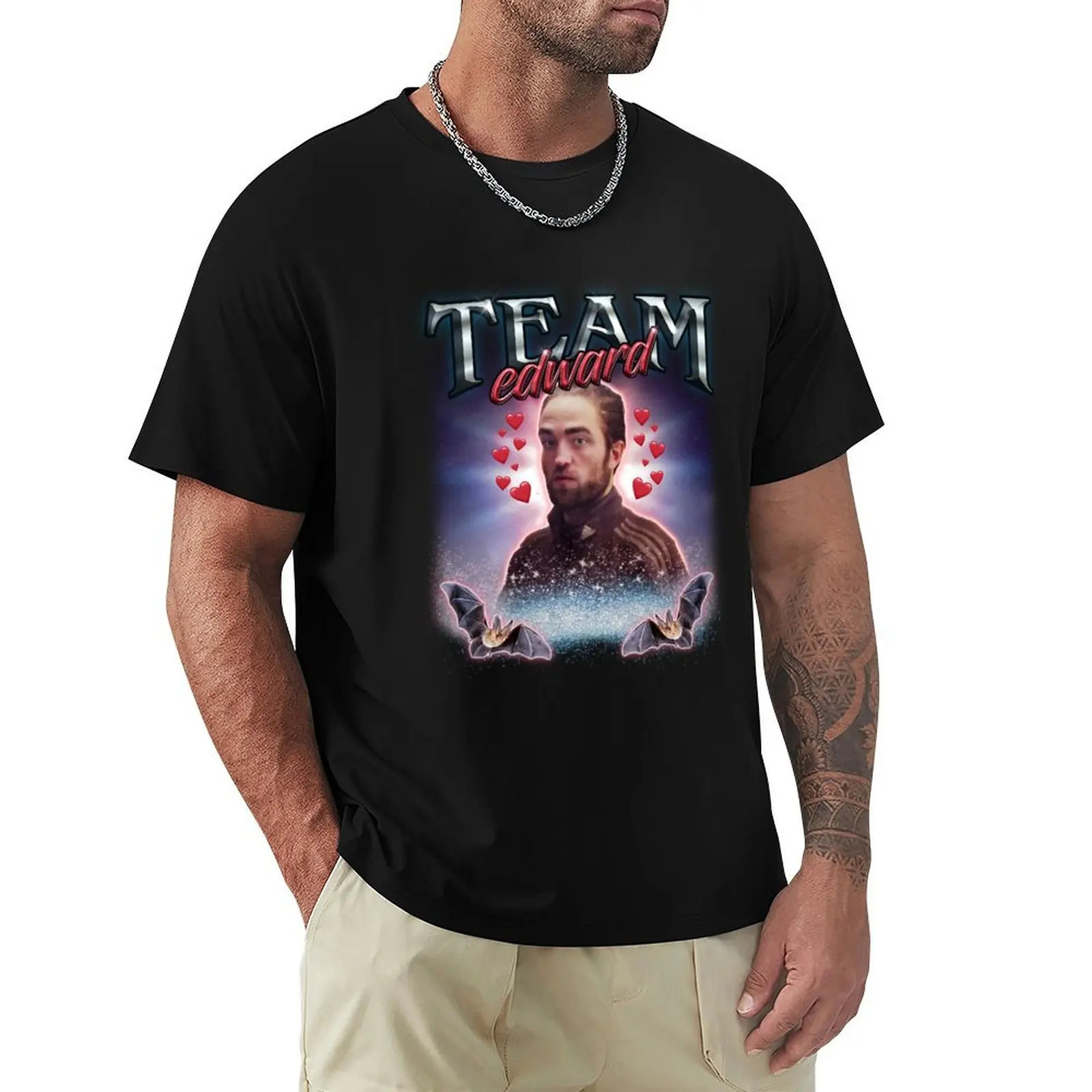 

Team Edward Twilight Cursed Fan Collage T-Shirt blacks blanks croswit shirt man Men's cotton t-shirt