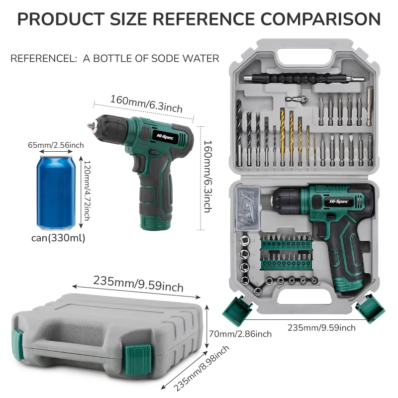 

Hi-Spec Cordless Impact Drill Electric Drill Bit Set Power kit Set Drill Wireless Hand Drill Lithium-Ion Battery Power Tools