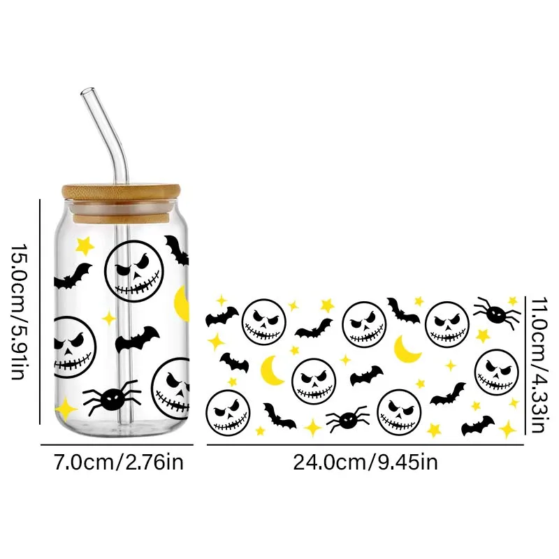 Наклейки на Хэллоуин Libbey, 16 унций, водонепроницаемые, простые в использовании