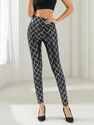 Hot New High-waisted Tight Diamond Sequin Leggings Women Europe And America Sexy Stretch Hip Lift Nine Point Pants Women