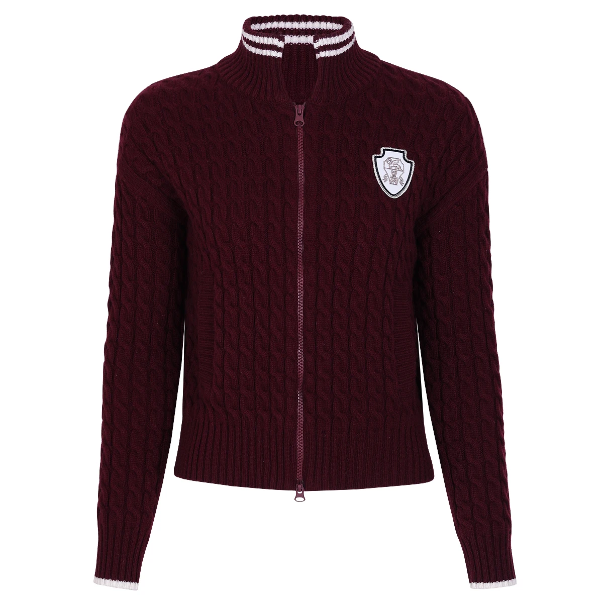 

High Quality Autumn And Winter New Women's Fashionable Temperament Socialite Chest Badge Round Neck Zipper Top Jacket