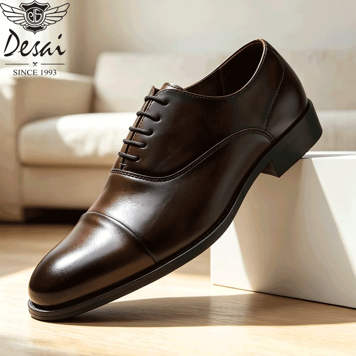 Desai 2026 Comfortable Walking Shoes Formal Business Cap Toe Oxford Synthetic Office Daily Wear Luxury Wedding Professional