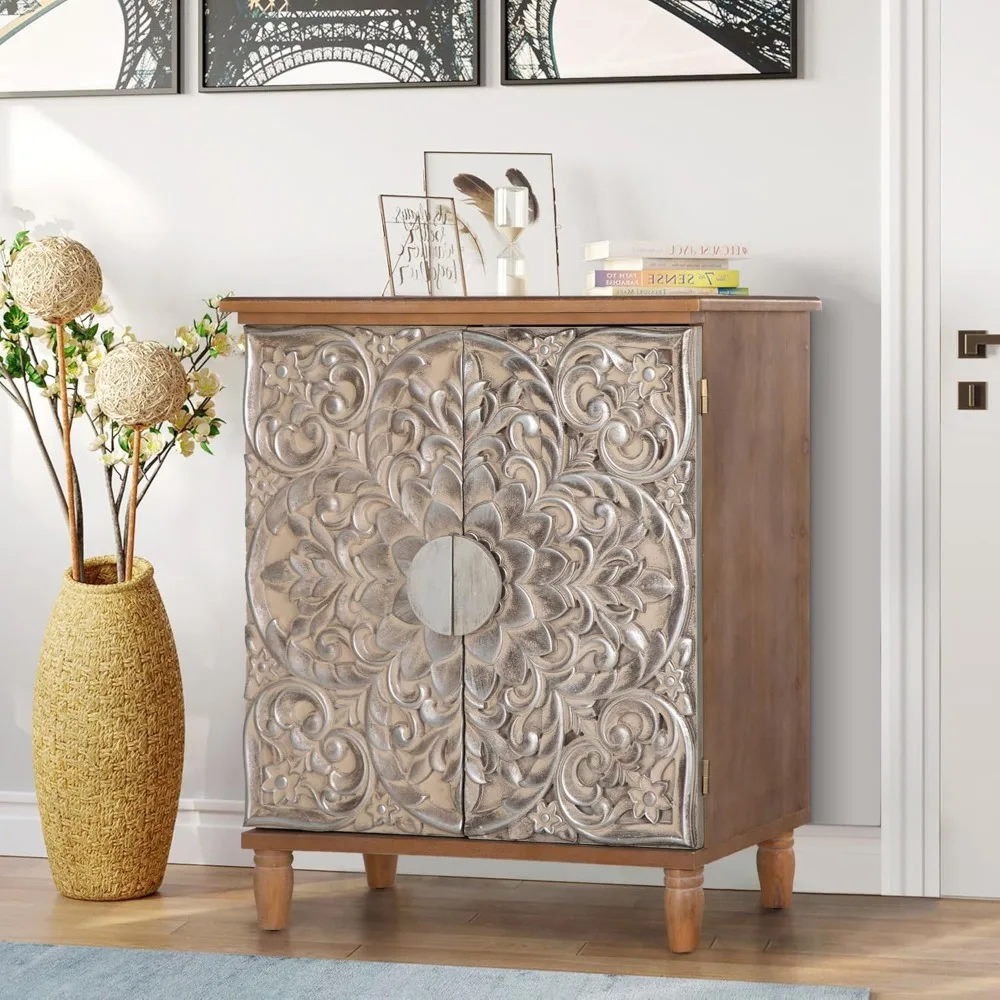 Accent Cabinet with Doors Antique Cabinet Storage Cabinet for Entryway Buffet Sideboard  cajonera pequeña