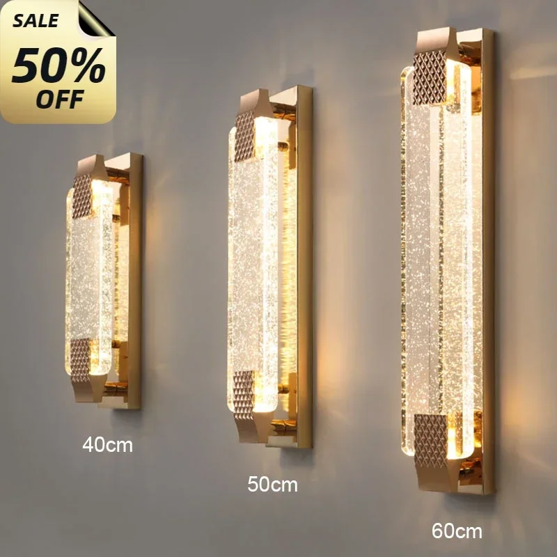 Modern Gold Luxury Rectangular Bubble Wall Lamp Bedroom Bedsides Living Room Background Decoration Indoor Light Fixtures