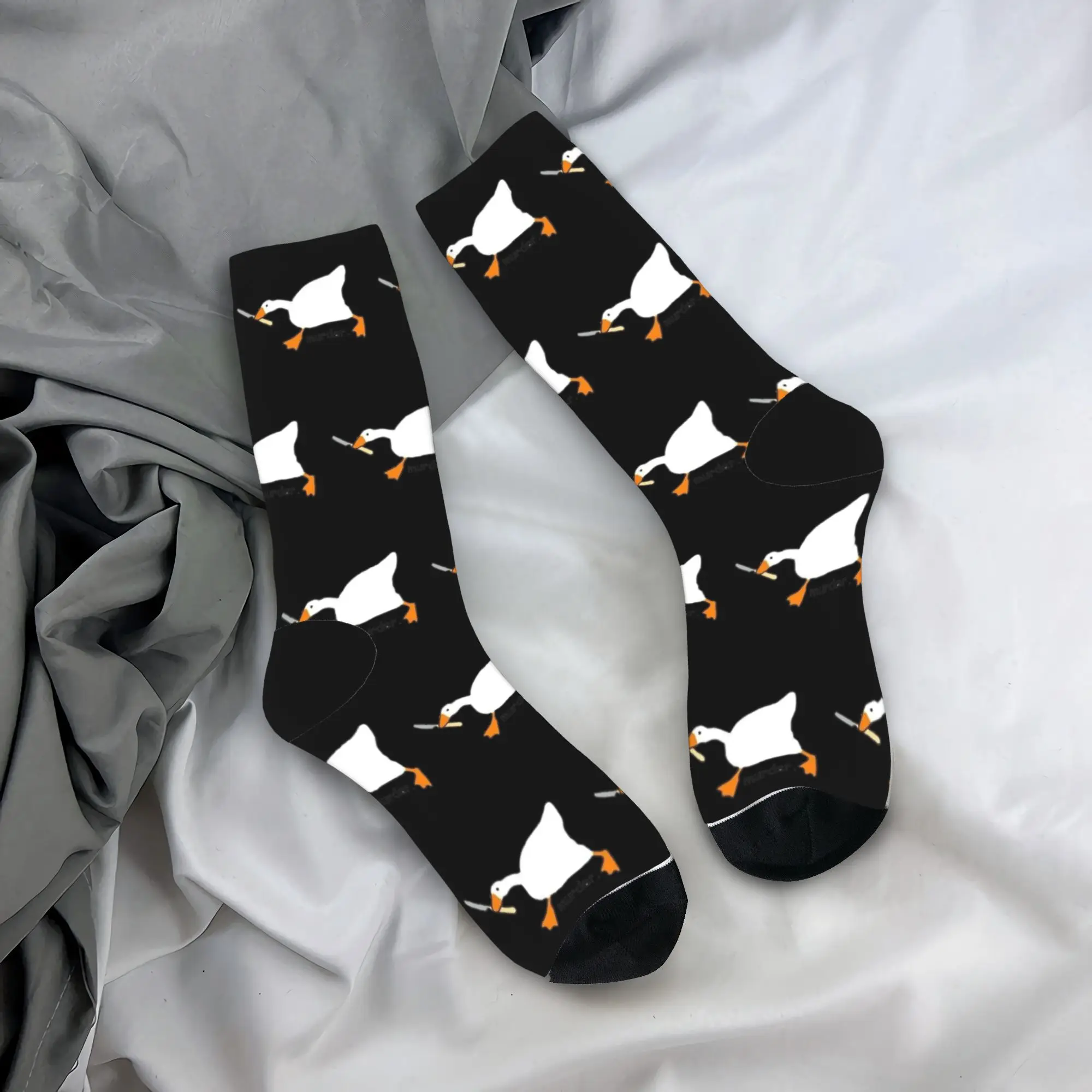 White Goose Socks  Kawaii Stockings Unisex Men Soft Skateboard Socks Autumn Design Anti Skid Socks