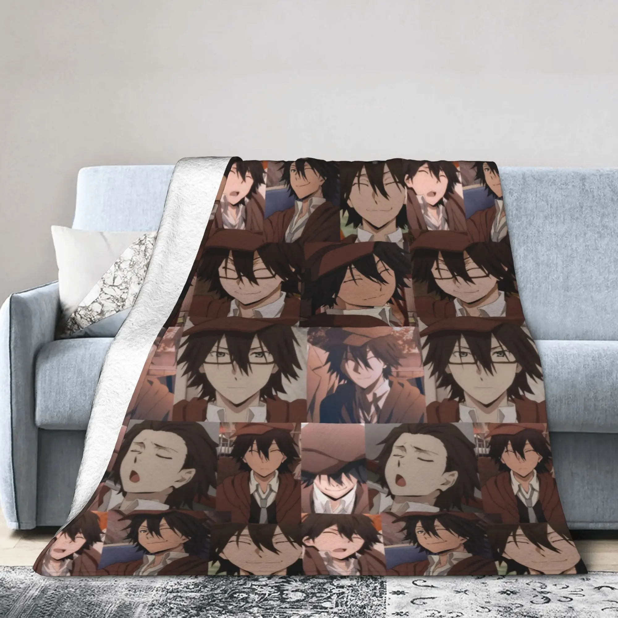 Anime Bungo Stray Dogs Blanket Fleece Printed  Multi-function Lightweight Throw Blanket for Bed Outdoor Bedspreads