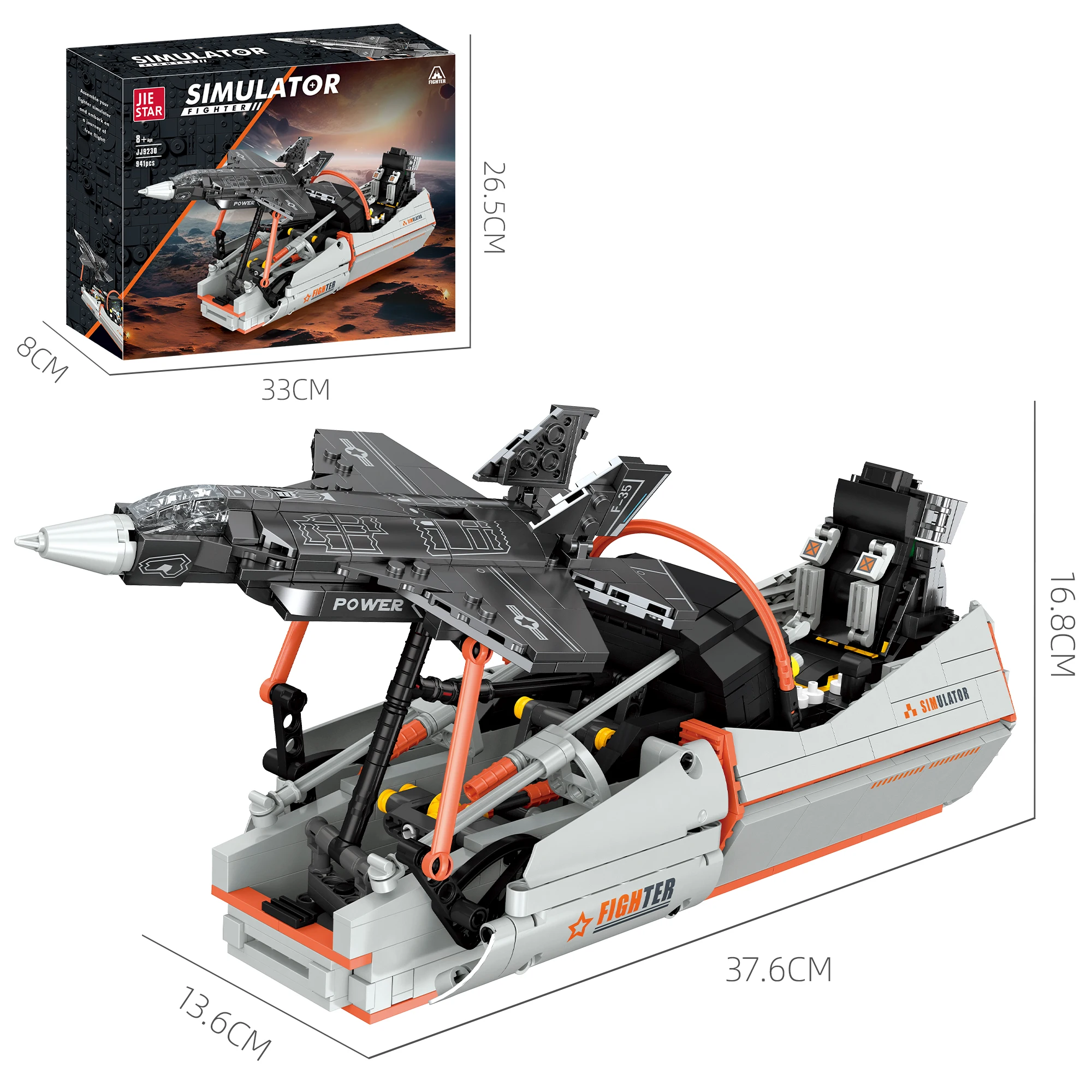 

Simulation Fighter Jet 941pcs Technical Building Blocks Aircraft Model Movable Stand Creative Bricks Plane Collectible Gift