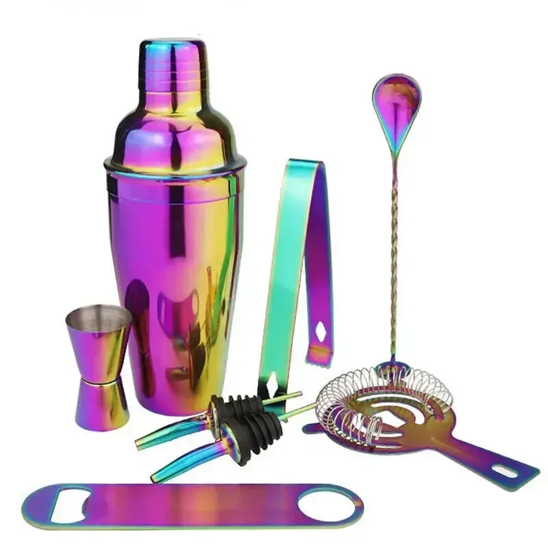 Colorful Stainless Steel Cocktail Shaker Set Bar Bartender Kit Wine Barware Tools Mixer