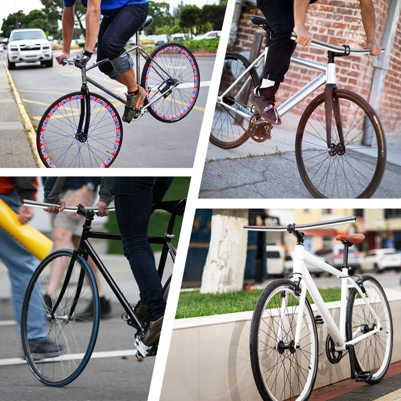 Alloy Fixed Gear Bicycle Cycling Straight Fixie Bike Straight Bar Handlebar Color:Silver-ABWY