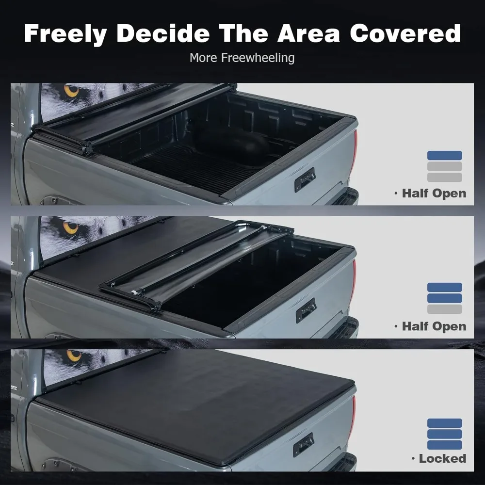 أدوات خارجية/غطاء تونيو سرير شاحنة ناعم ثلاثي الطي لـ 2019-2025 سيلفرادو/سييرا 1500 5.8 قدم، أغطية سرير شاحنة 5.8 قدم 69.9 بوصة