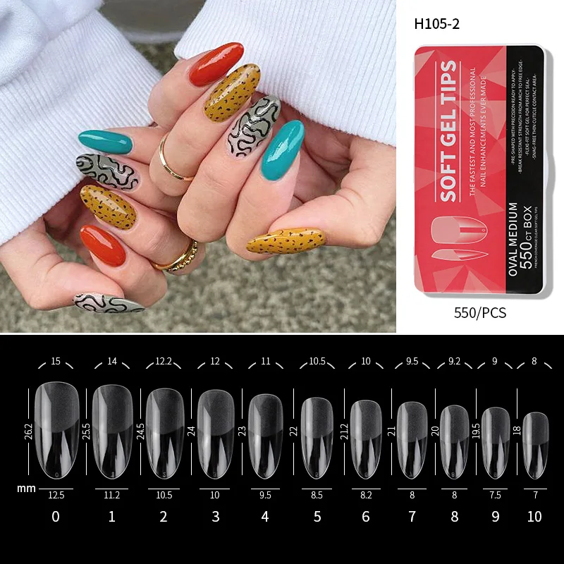 PINPAI Helder Acryl Lange Nep Nagels Capsules Amandel Franse Doodskist Volledige Half Cover Kunstnagels Kunstnagel Zachte Gel Tips