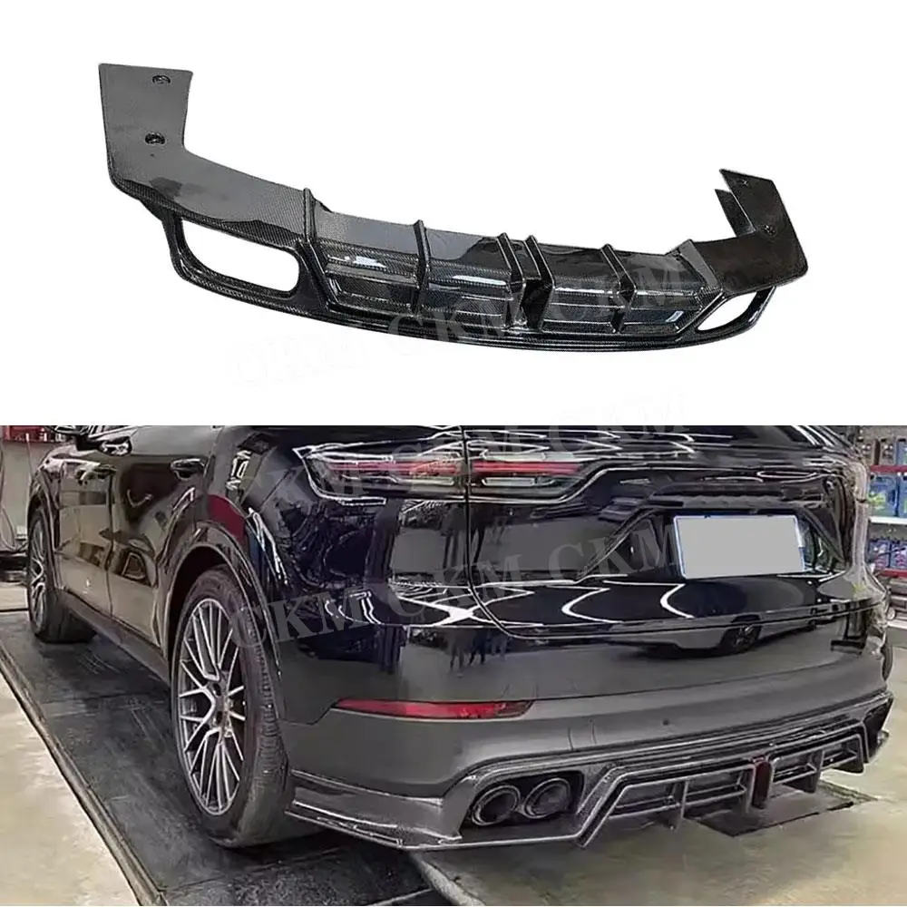 

CKMUUER Carbon Fiber Rear Bumper Lip Spoiler Diffuser Chin For Porsche Cayenne 2022 Car Diffuser Guard Accessories Bodykits FRP