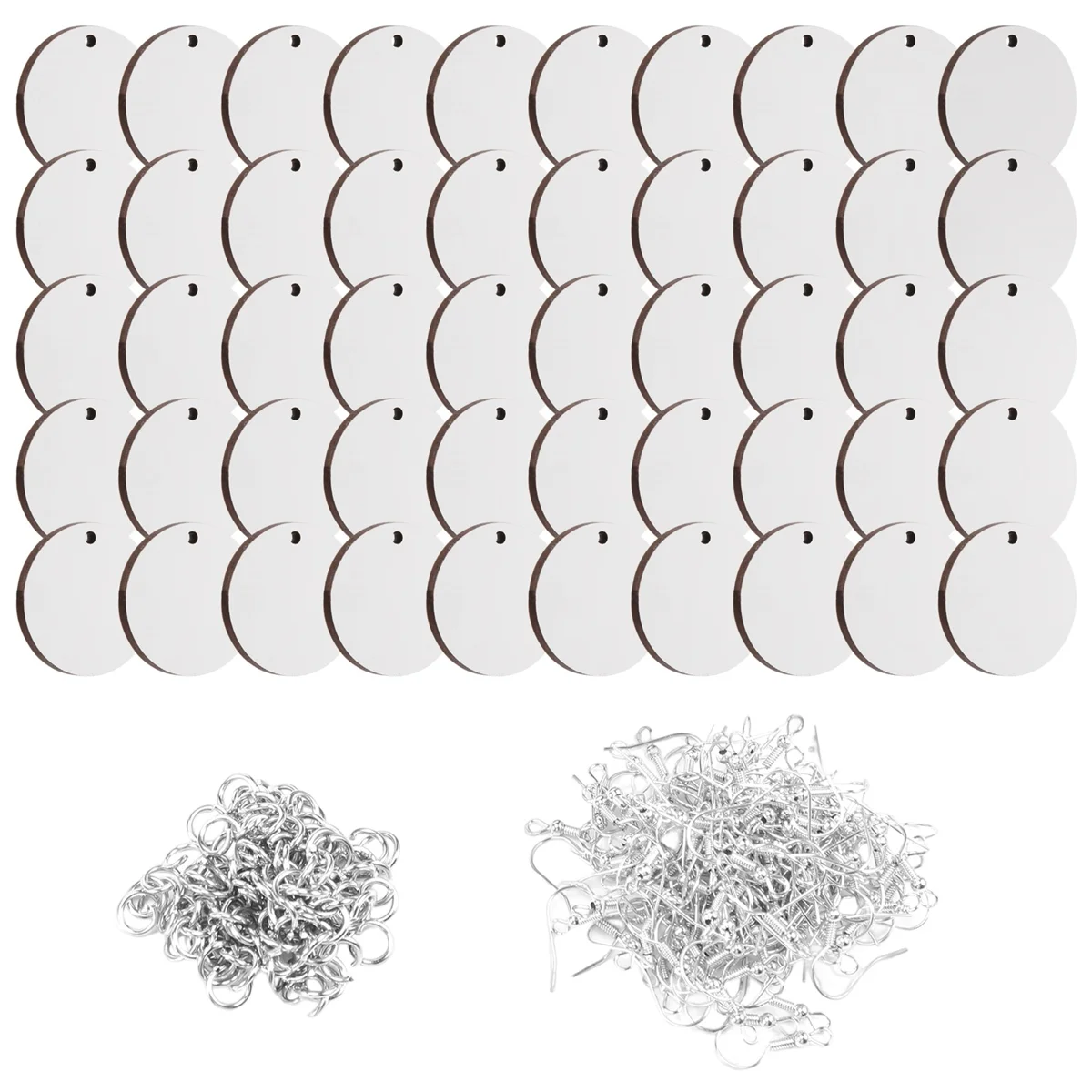 50Pcs Round Sublimation Blank Earrings with Earring Hooks and Jump Rings Unfinished Heat Transfer Earrings