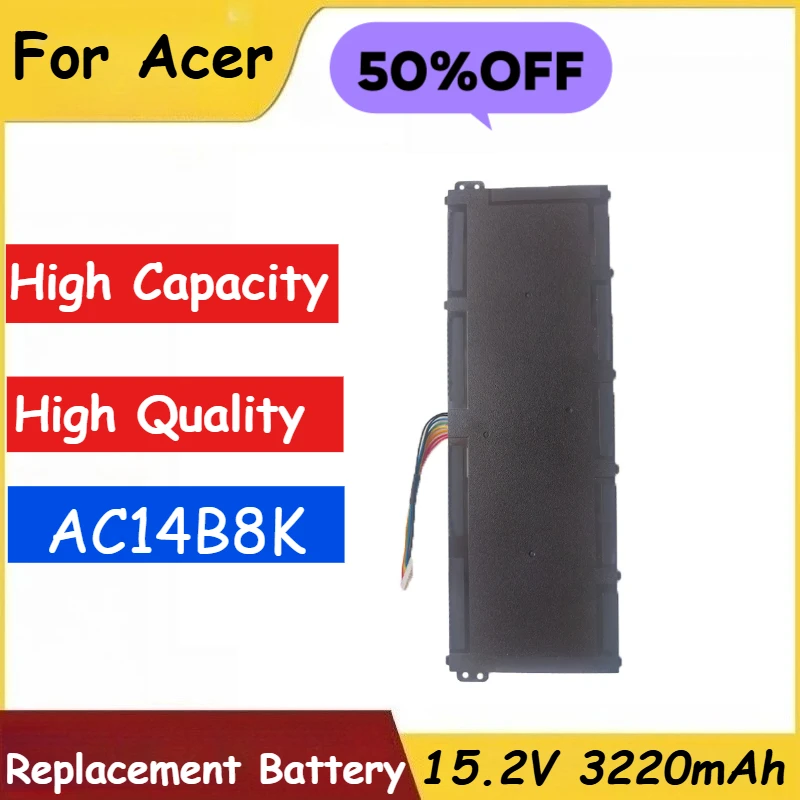 

New AC14B8K Replacement Battery for Acer Aspire 5 AN515-51 SP111-31 CB3-531 CB5-571 SF314 A515-51 V3-372T R5-571T Li-Polymer