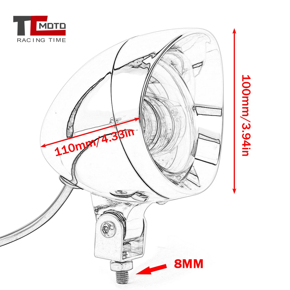 Motorcycle LED Front Headlight Cafe Racer Spot Fog Light Angel Eye For Harley Softail Bobber Chopper Cruisers Touring Custom view 6