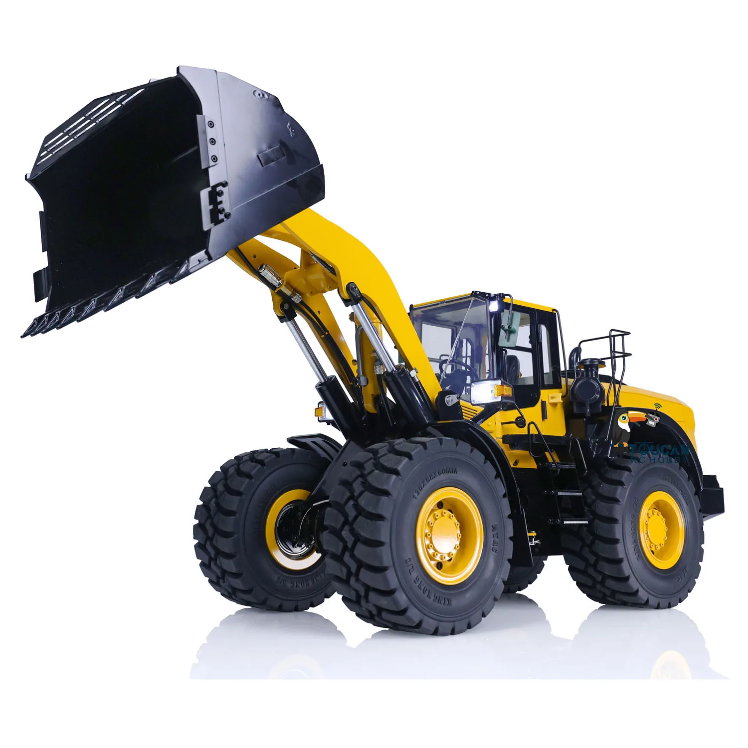 1/14 Metal RC Hydraulic Wheel Loader WA480 with Fork of  Remote Control Construction Car Quick Coupler Sounds Lights Toy