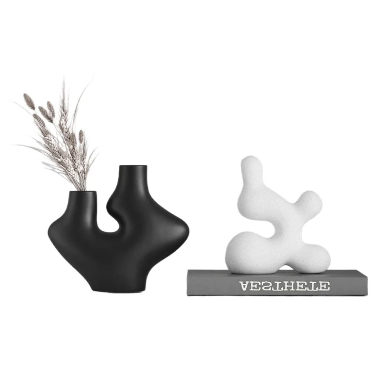 

Modern simple abstract home soft decoration, living room TV cabinet high-end model room wine cabinet