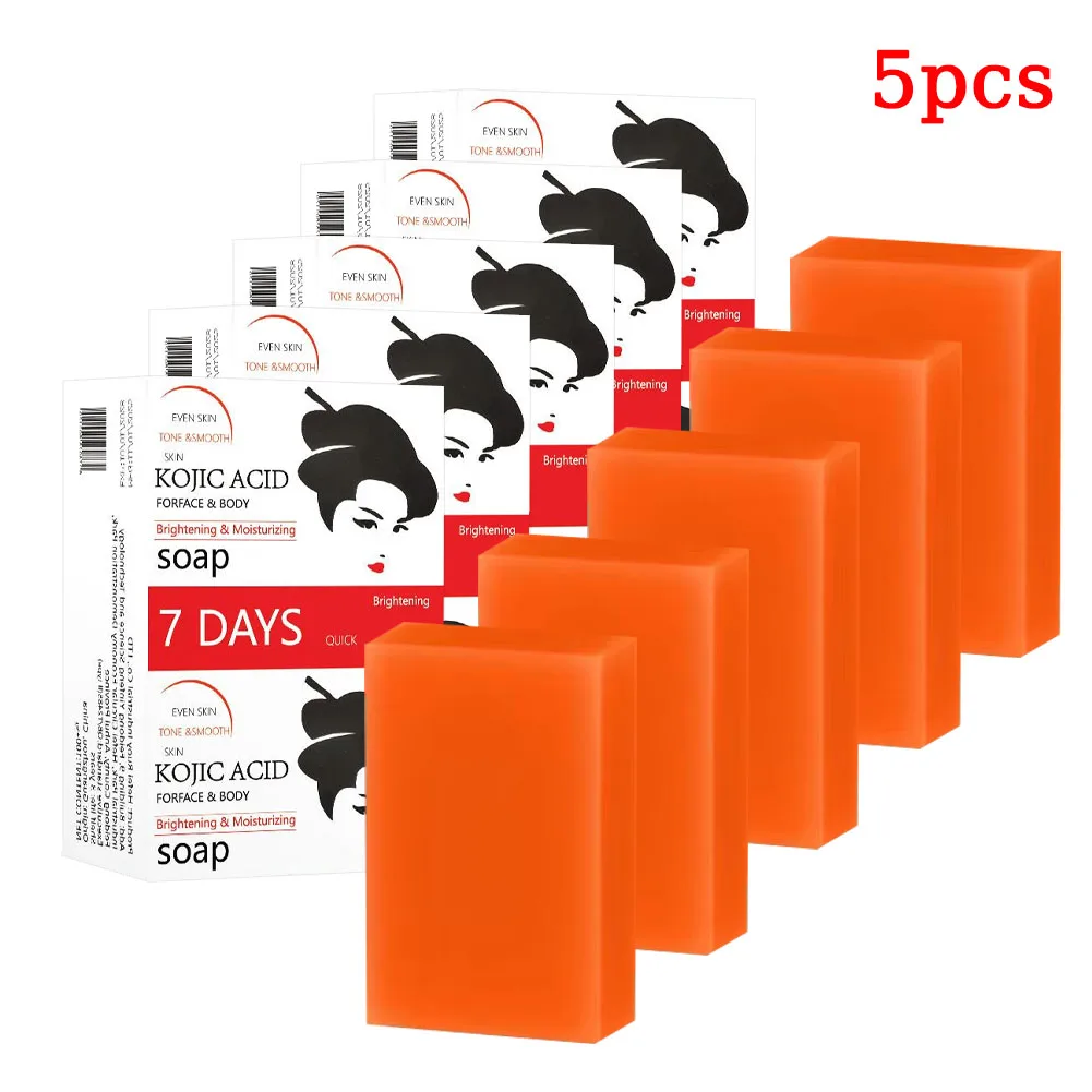 1/3/5Pcs Turmeric Soap Lemon Acids Handmade Soap Natural Skincare Bar Kojic Acid Soap For Moisturizing And Exfoliating Face Body