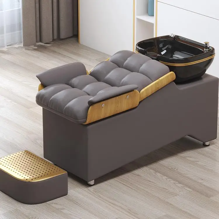 Sale White Black Semi-Reclining Synthetic Leather Shampoo Chair Feature Ceramic Hair Washing Outdoor Beauty Salons