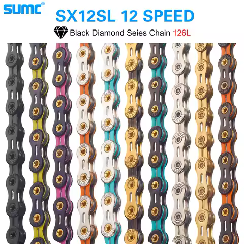 자전거 체인 SUMC 12 속도 다이아몬드 컬러 자전거 체인 MTB Mountain Road 자전거 초경량 및 내구성 12S 누락 링크 체인 12V