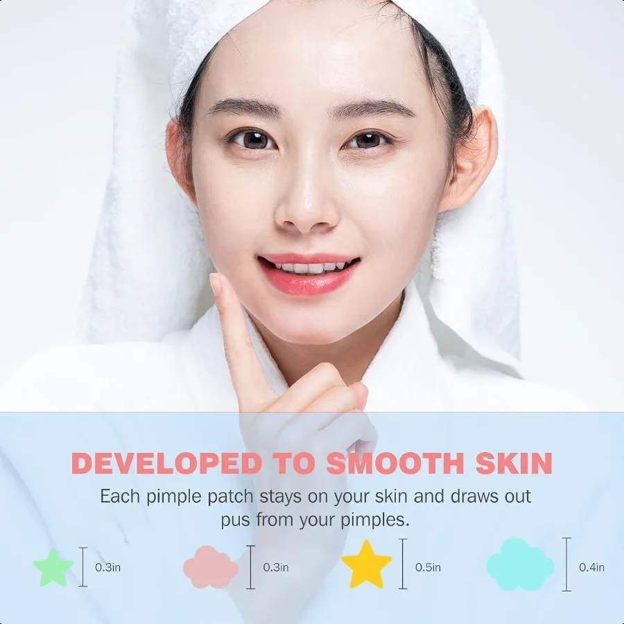 Plasterki na pryszcze na twarz 360 szt. Hydrokoloidowe plasterki na trądzik do zakrywania wyprysków i niedoskonałości, urocze plasterki na pryszcze w kształcie gwiazdek, pielęgnacja skóry twarzy C