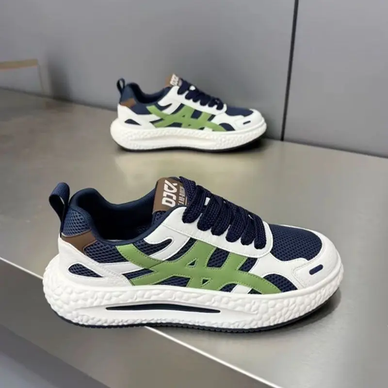 Men's Summer Fashion Sneakers Breathable Mesh Lightweight Soft Bottom Heightening Casual Board Shoes AG De Train Lightweight
