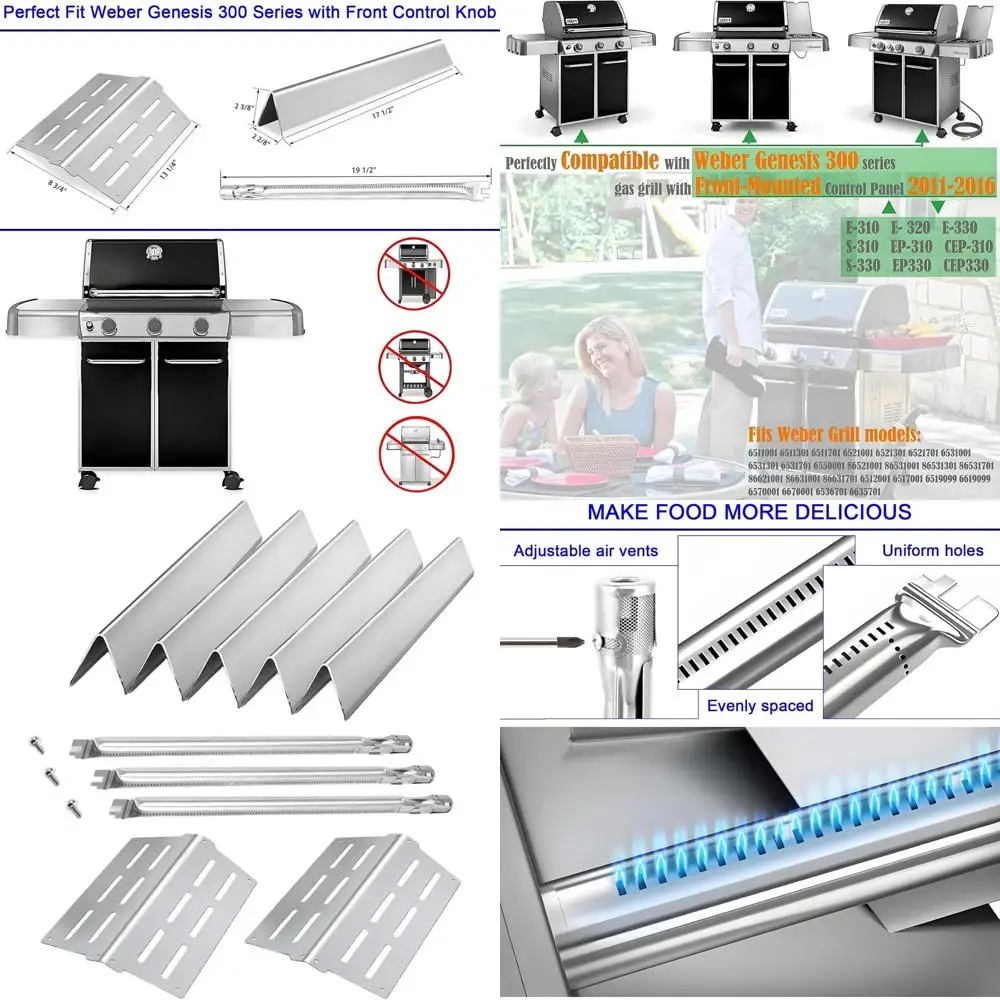 

Grill Replacement Parts for Genesis 300 Series, Flavorizer Bars, Heat Deflector, Burner Tube Accessories