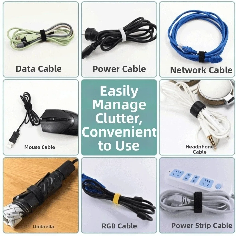 50Pcs Cable Accessories T/Cat Shaped Cable Ties Nylon Adjustable Cord Ties Self-Adhesive Portable Wire Organizer DIY Projects