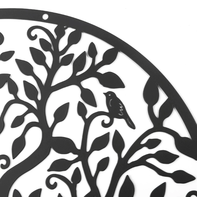 Árvore da Vida com Pássaros Decoração de Parede de Metal Ornamento Pendurado de 11 Polegadas para Varanda Alpendre Casa de