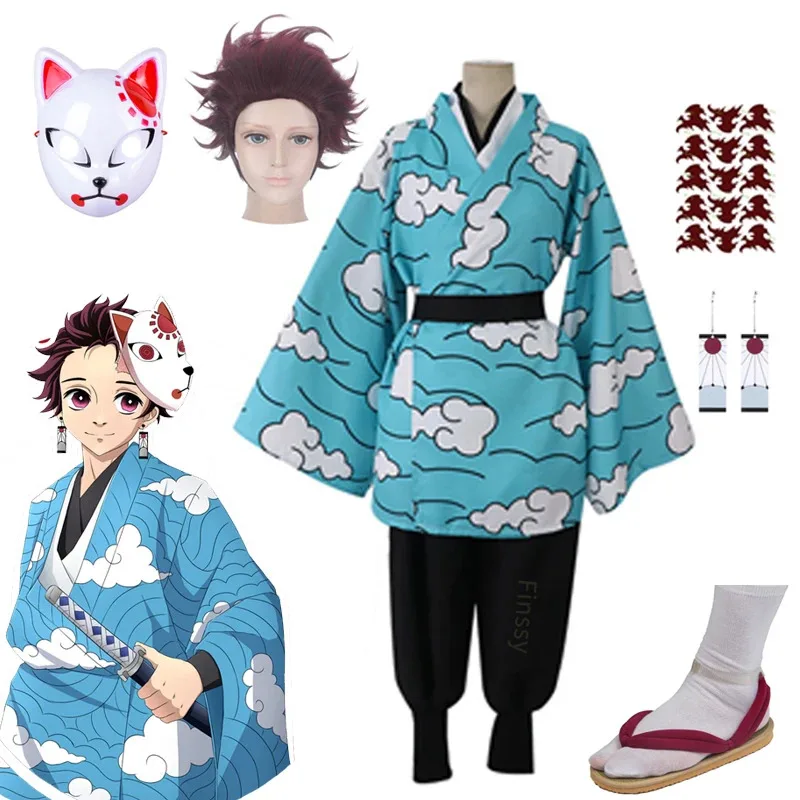 2025 New Demon Slayer for Children and Adults, Makomo Sabito Urokodaki Kamado Tanjirou Costume, Kimono, Mask ★ ★ ★ hh