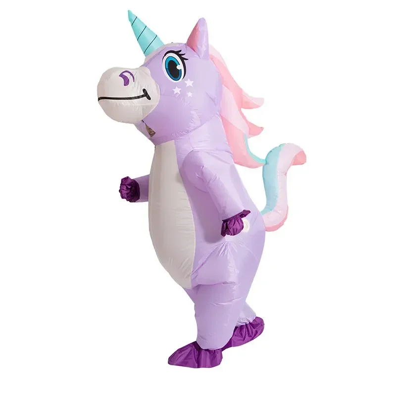 Purple Unicorn Inflatable Costume Adult Kids Rainbow Halloween Costumes for Wommen Men Adult Carnival Mascot Christmas Cosplay