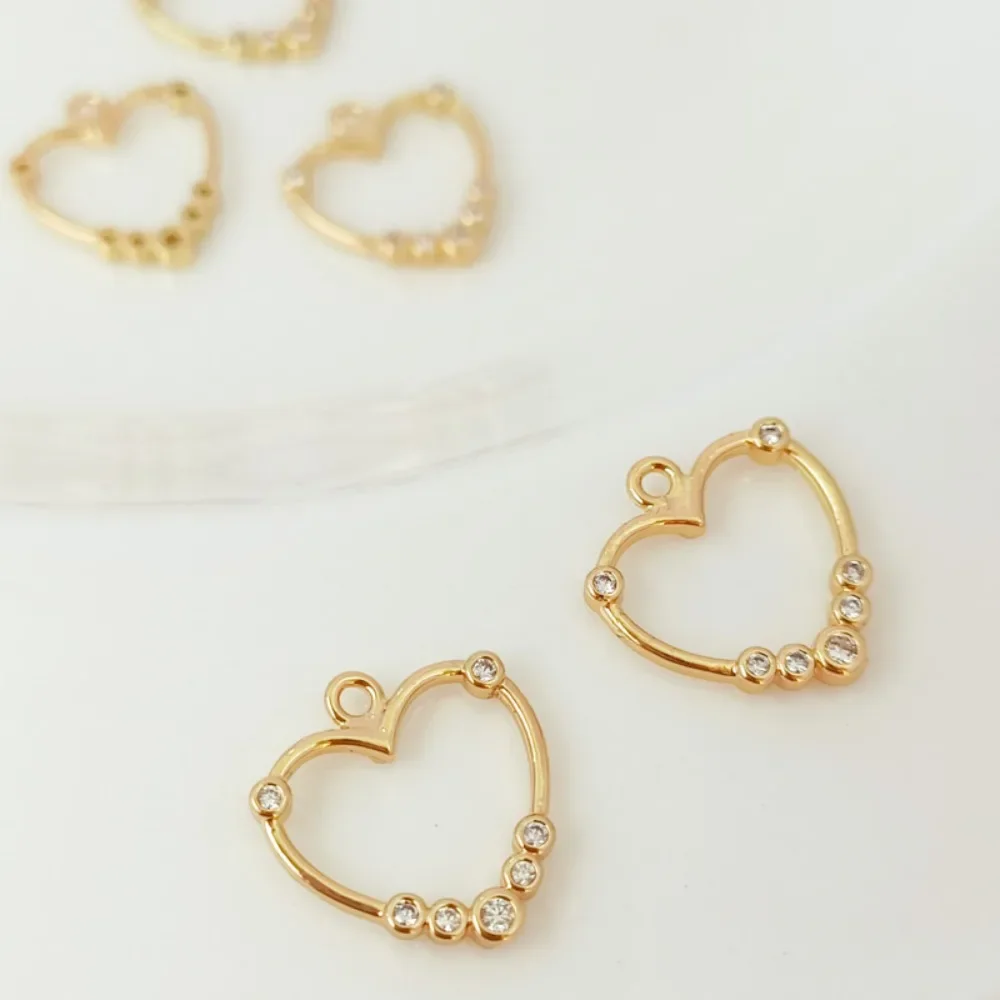 

Accessories 14K Gold-plated, Zircon Heart Pendant, Bracelet, Necklace, Heart Pendant, DIY Handmade Accessories