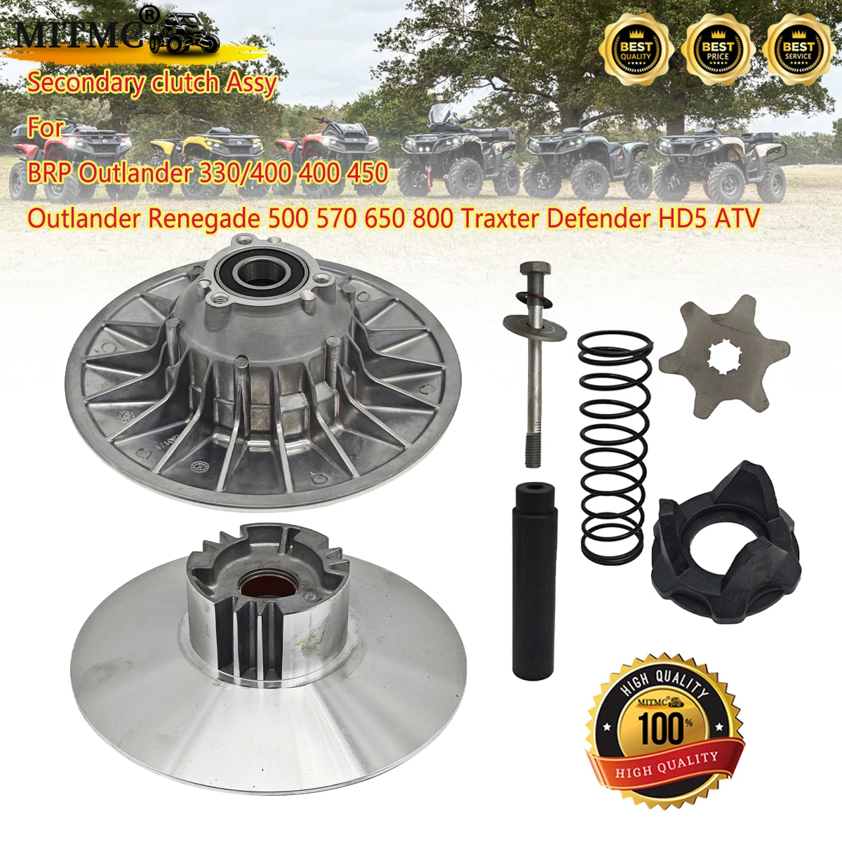 Secondary clutch Assy For BRP Outlander 330/400 400 450 Outlander Renegade 500 570 650 800 Traxter Defender HD5 ATV