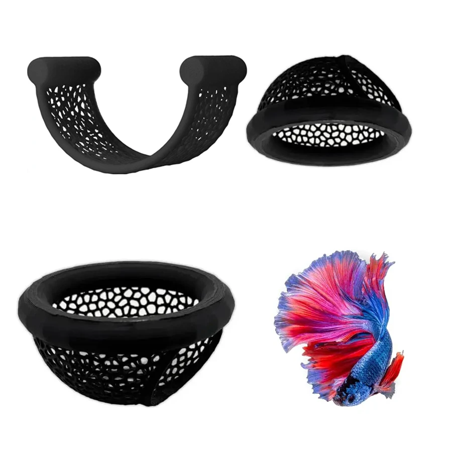 2 stuks drijvende Betta-hangmat & garnalenschuilplaats – 3D-geprint aquariumdecor met voedingsring, veilige rustplek voor Betta-vissen