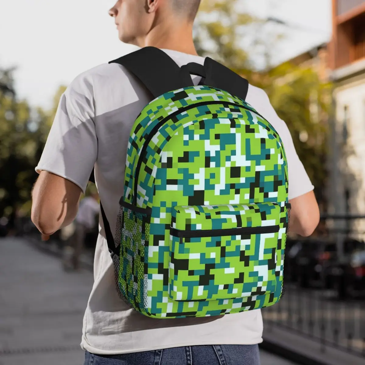 Pixel Mosaic Camouflage Backpack Student BookBag Kids School Bag Laptop Shoulder Bags for Boys Girls