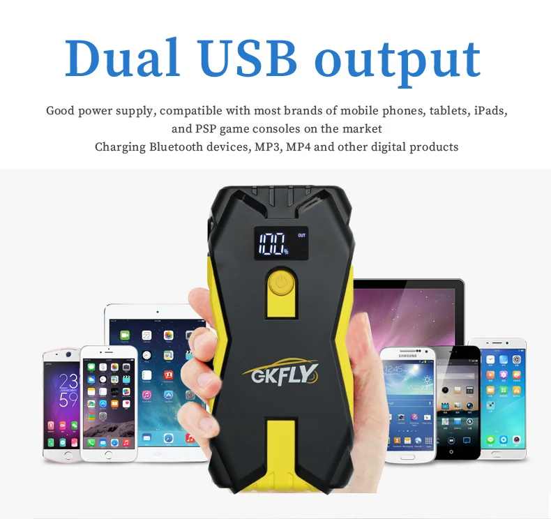 GKFLY 4000A Auto-Starthilfe, hohe Leistung, 69,6 Wh, Powerbank, Notstartgerät, tragbare Autobatterie-Booster, Busters – Detail 9