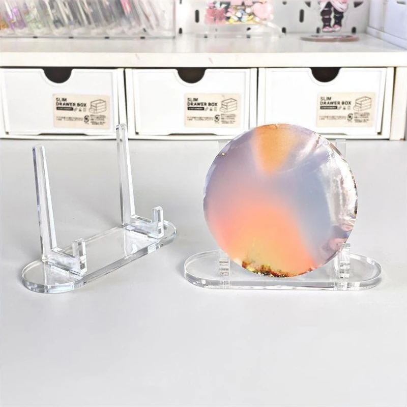 10Pcs Clear Acrylic Easel Display Stand Multifunctional Desktop Counter Holder Jewelry Plate Card Showcase Display Organizer