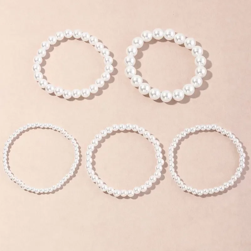 Pearl Beaded Bracelet Female 4/6/8/10/14MM Elastic String Bracelet Hand Jewelry Imitation Pearl Bracelet