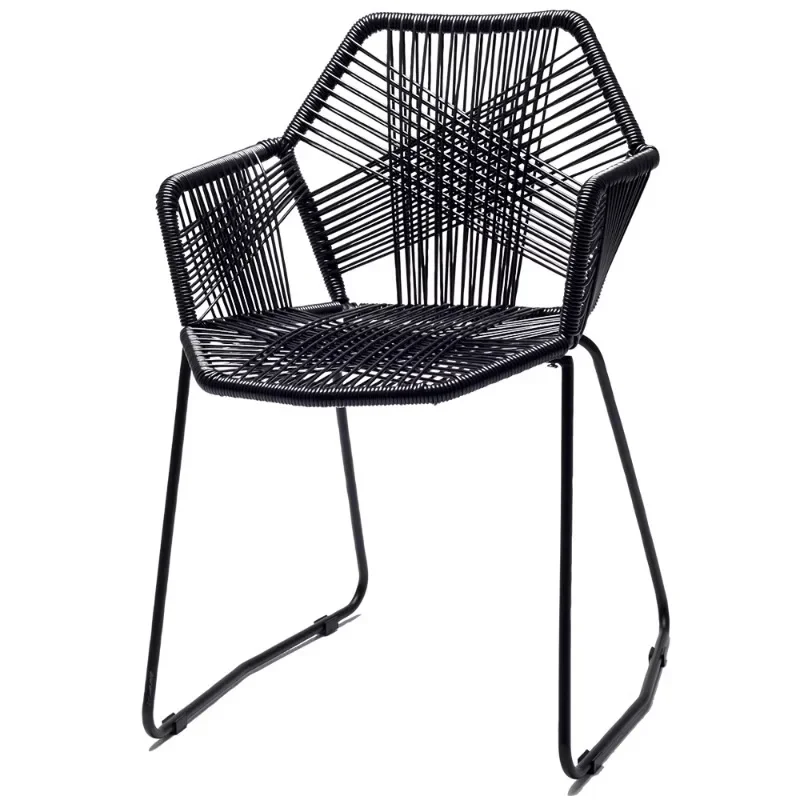 Nordic Creative Woven Rattan Dining Chair Coffee Shop Rattan Chair Outdoor Balcony Chair Iron Modern Minimalist Armchair