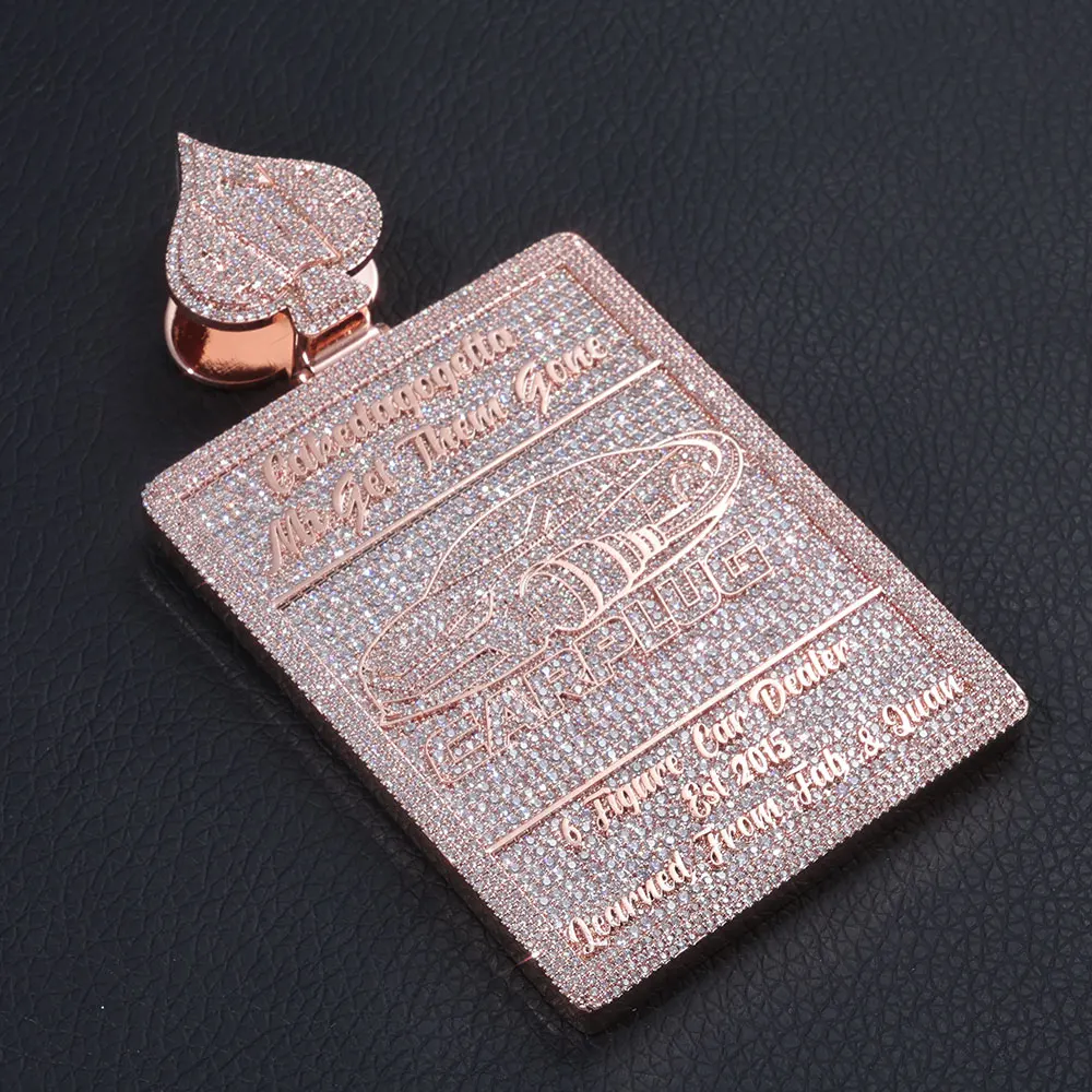 Nuoya Custom Name Necklace Rose Gold Plated Disc Circle Pendant Personailed 60*80MM Rectangle Shape Charm