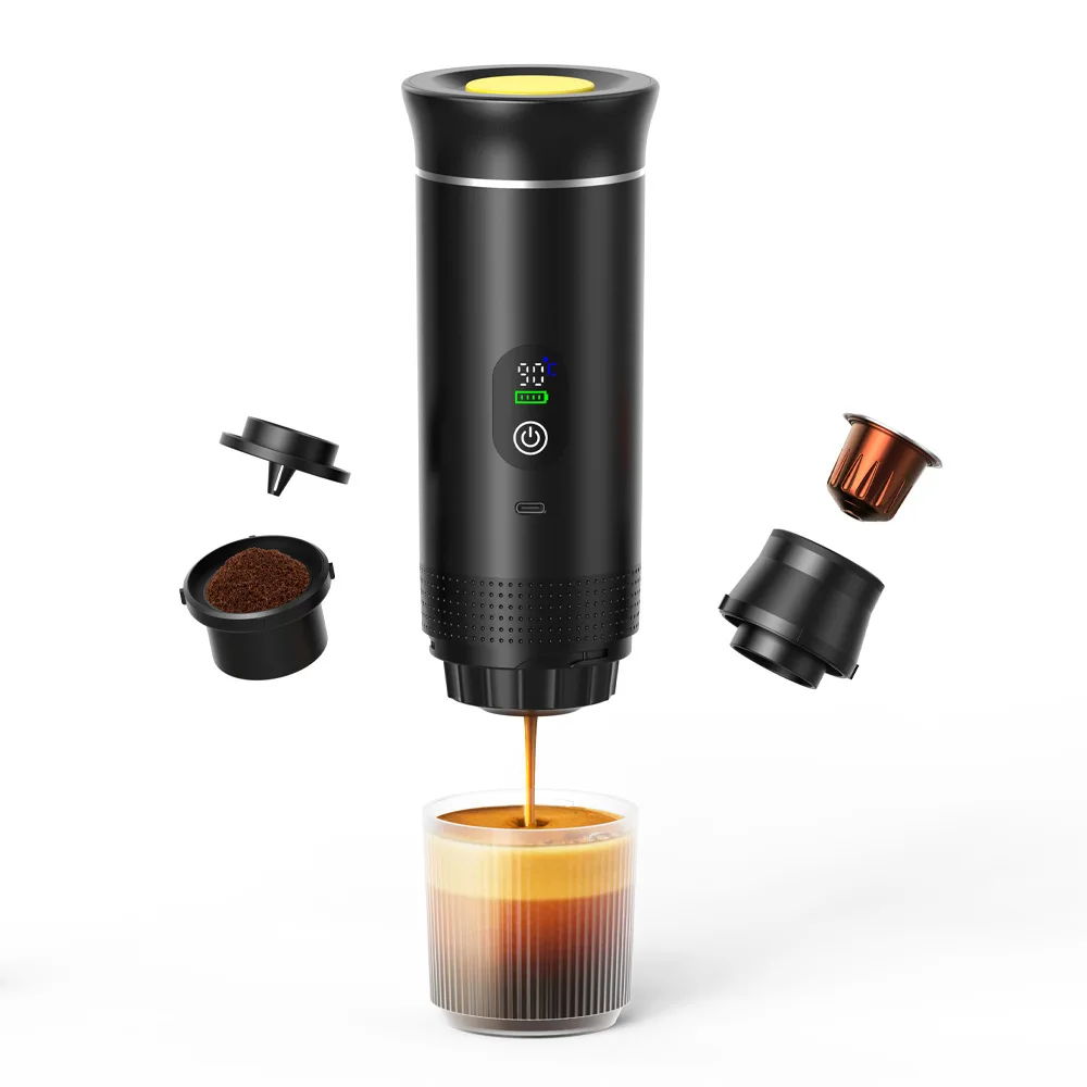 Wireless Heated 3-in-1 Portable Capsule Coffee Machine Digital Display Electric Espresso Maker Outdoor Camping Travel