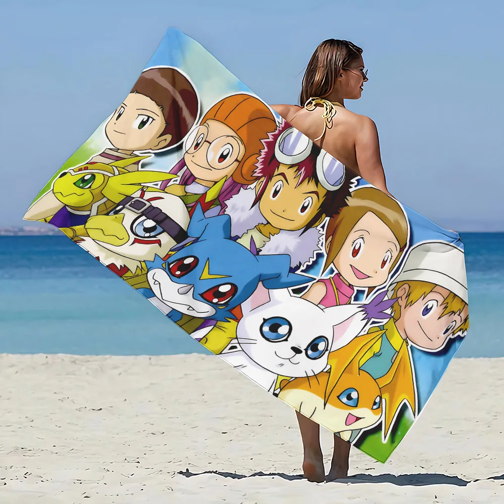 Anime D-Digimon Beach Towel Microfiber Sand Free Quick Dry Soft Sandproof Pool Towels Gift for Women Travel Gym Shower Camping