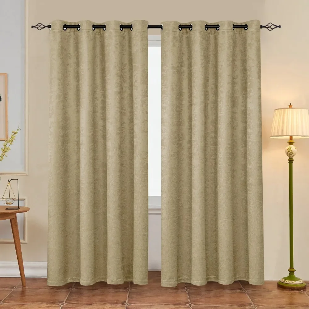 

Blackout Curtains Embossed Window Drapes 2-Panel Curtain ( Beige, 53"x 96" ) curtains for living room Kitchen Bathroom curtain