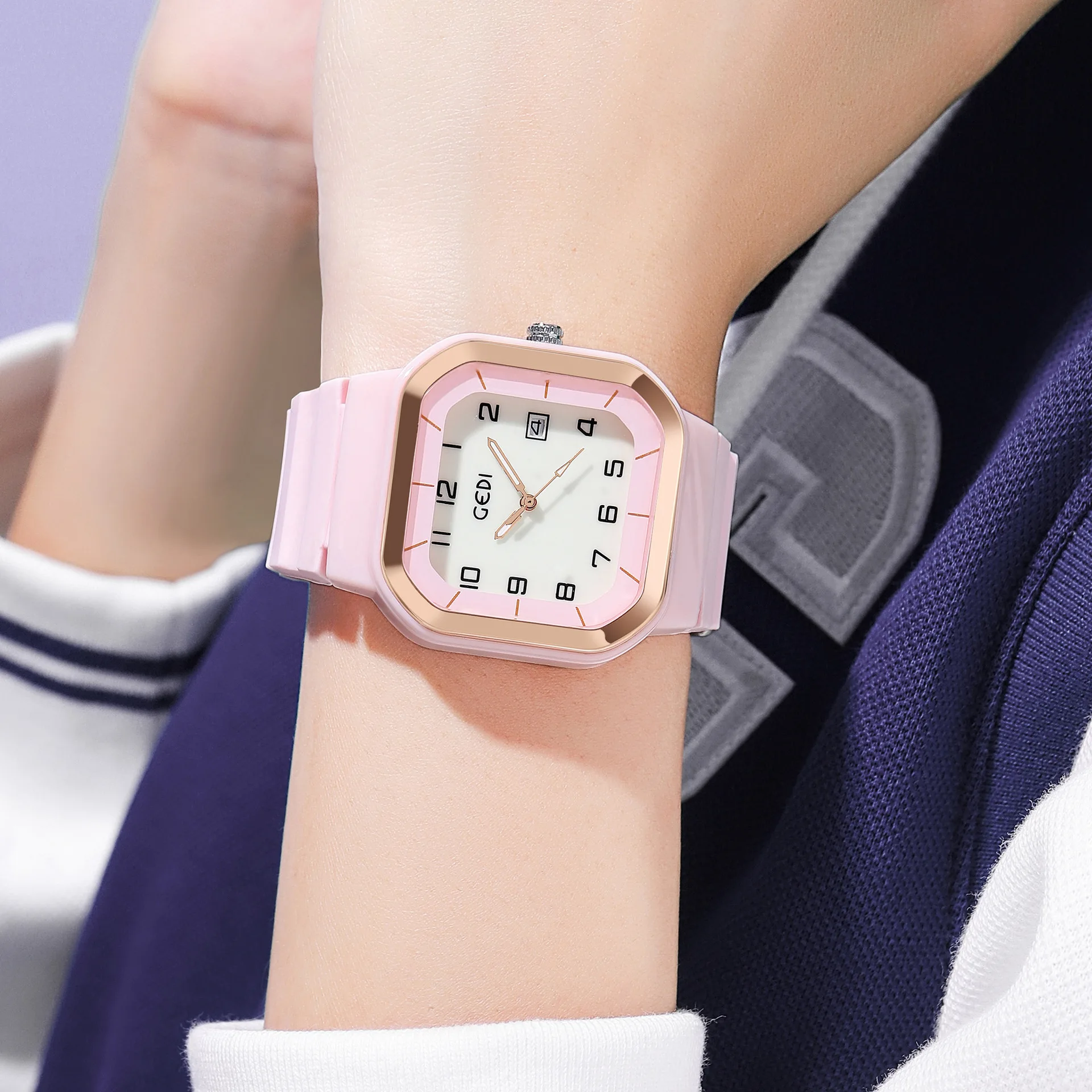 New Watch Female Sports Girl Sense Fashion Quartz Wristwatch Waterproof Versatile Simple Square Silicone Student Clock Watches