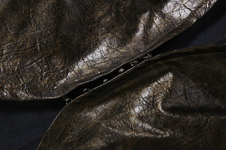 Weird Push Hottie Leder 2-teiliges Set Damenmode Einreihige Jacke mit tiefem Ausschnitt und langen Ärmeln + Mini-Pfirsich-Hüftrock Streetwear – Detail 8