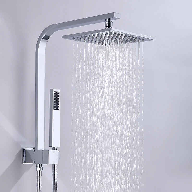 Top Quality Brass Shower with 8 inch Top Shower head set Bathroom Two Functions Rainfall Shower Set Chrome Finished Bath Shower