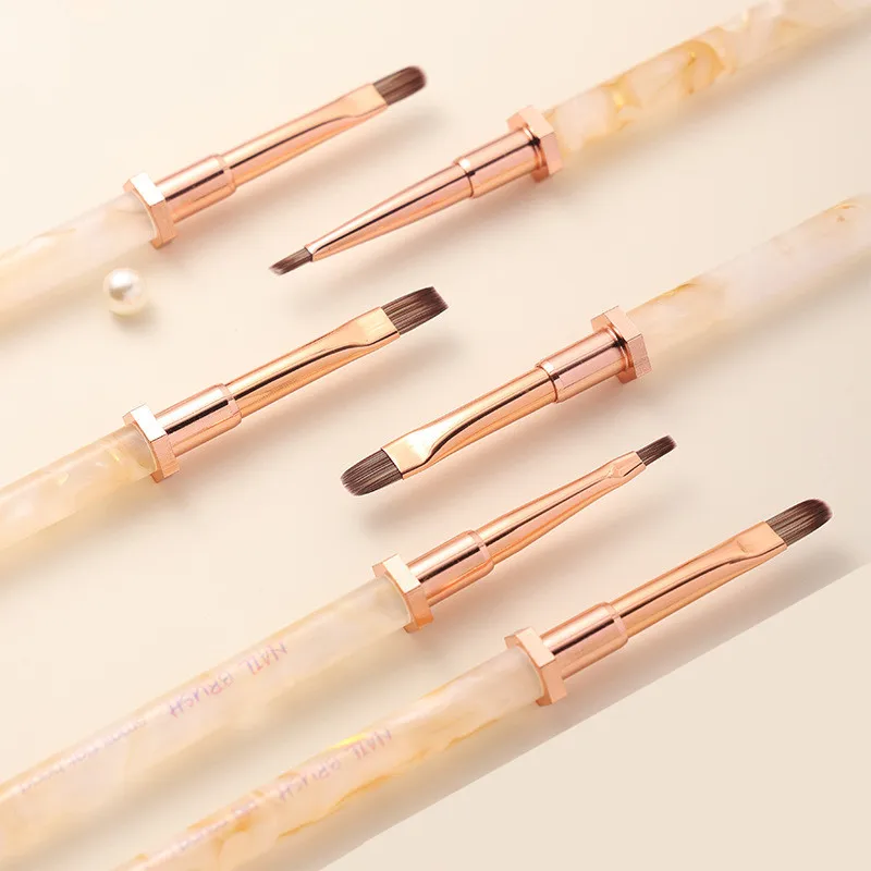 1/6PCS スタイルネイルブラシナイロン毛ネイルアートブラシ三角形ネイルペイントブラシアクリル UV ジェルパウダーブラシ